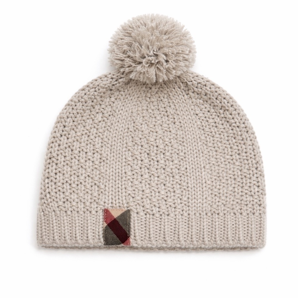 Burberry Kid's Cable-Knit Pom Pom Beanie